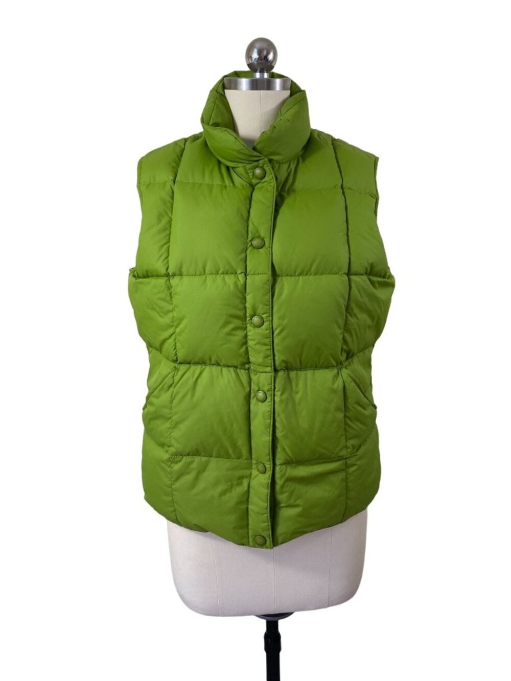 Lands' EndGoose Down Quilted Puffler Vest Womens Small Green Preppy Gorpcore